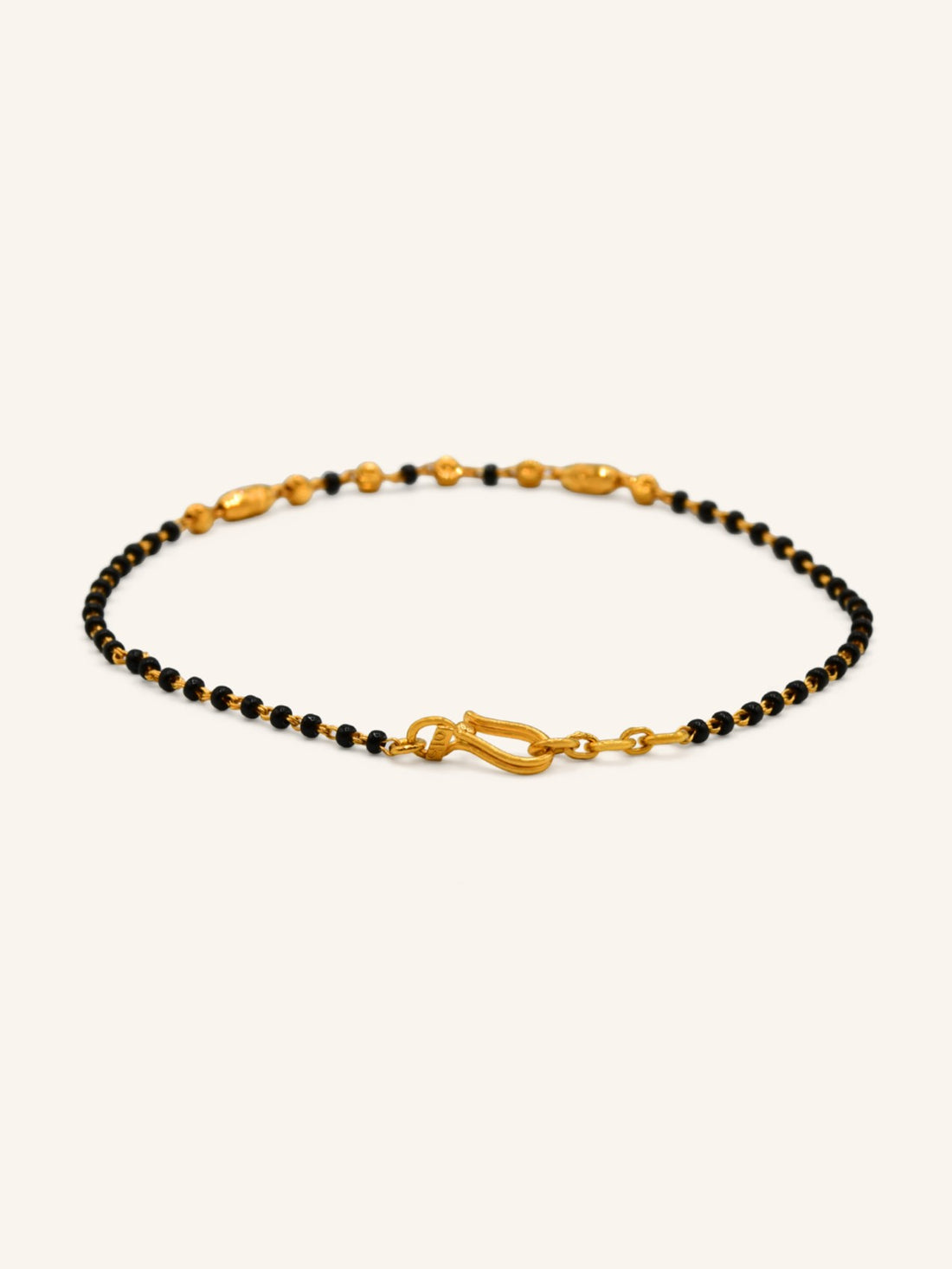 22ct Gold Ladies Black Bead Bracelet - Roop Darshan