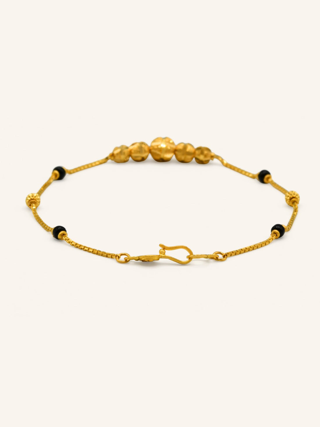 22ct Gold Ball Black Beads Ladies Bracelet - Roop Darshan