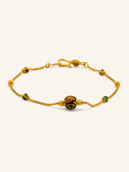 22ct Gold Minakari Ball Bracelet - Roop Darshan