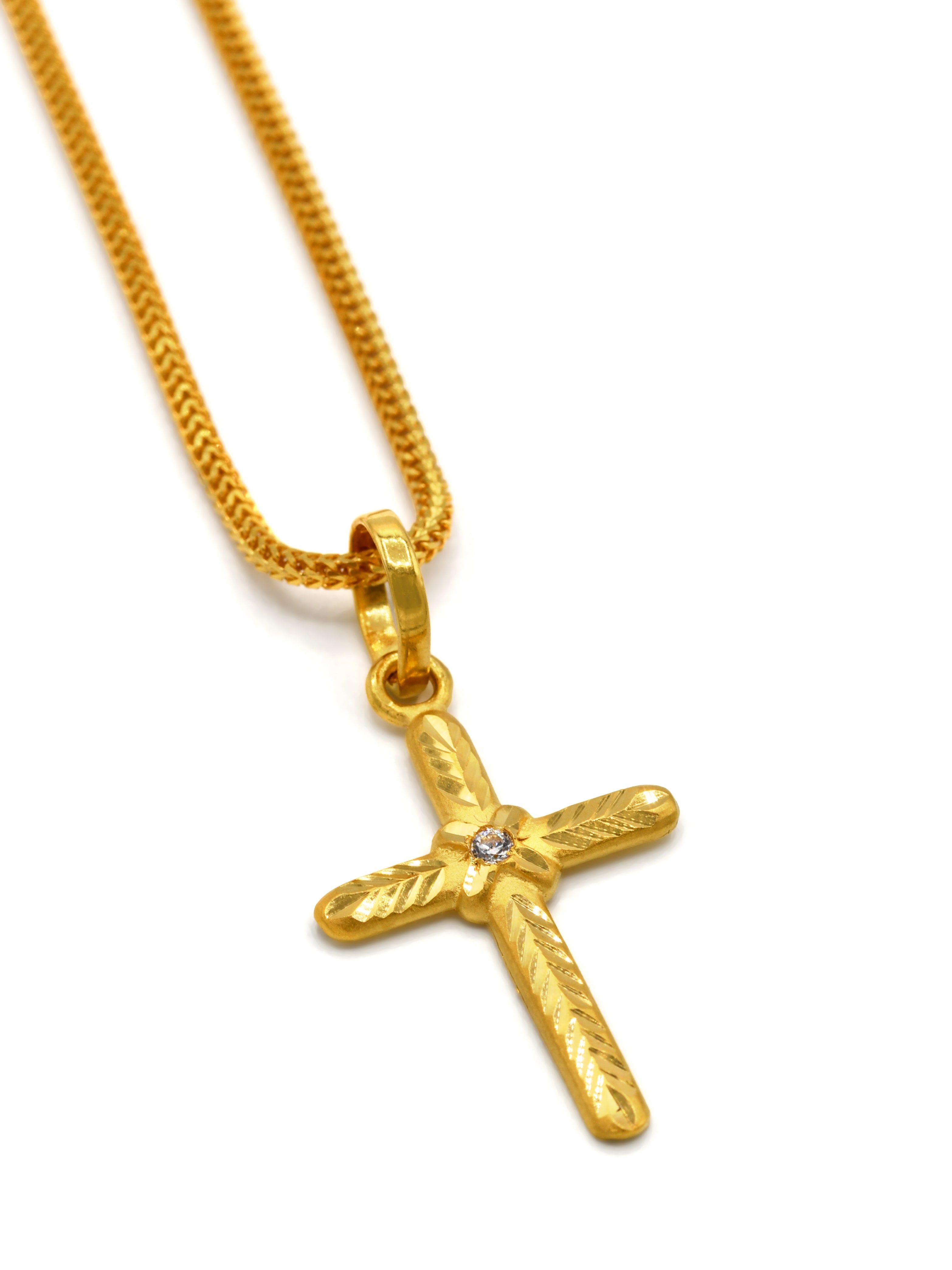 Cross On The Roop 22ct Gold CZ Cross Pendant – Roop Darshan