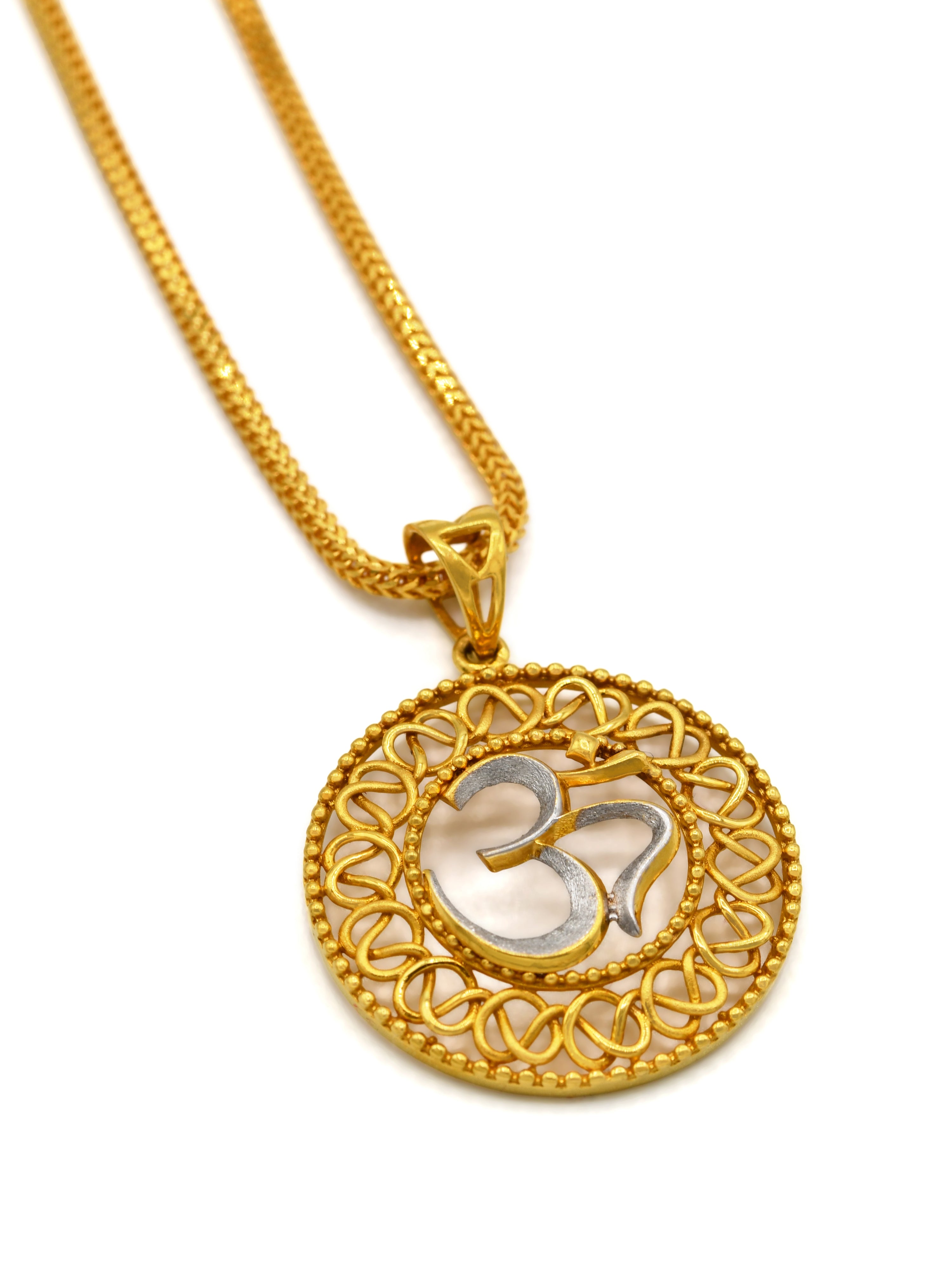 22ct Gold Two Tone Om Pendant - Roop Darshan