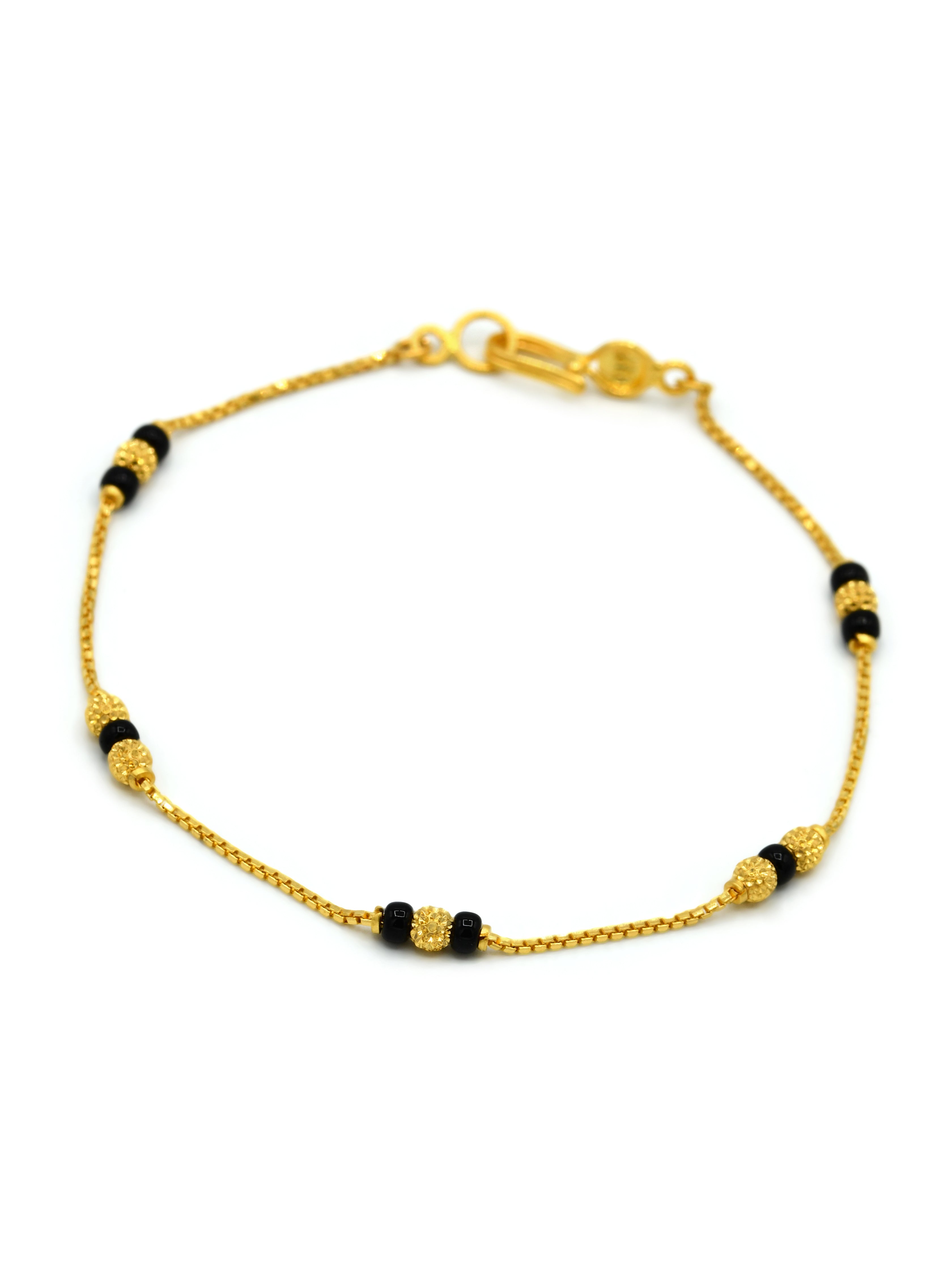 22ct Gold Black Beads Ladies Bracelet - Roop Darshan