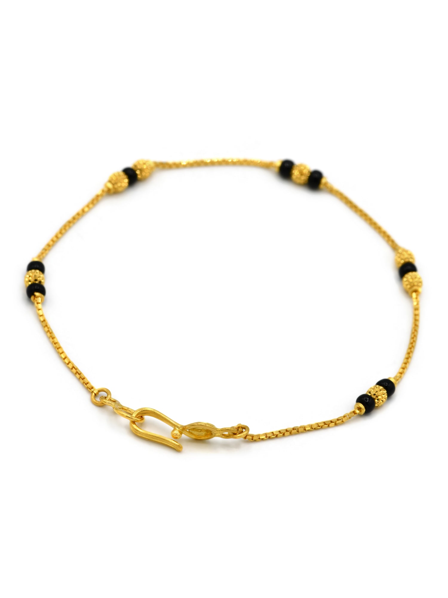 22ct Gold Black Beads Ladies Bracelet - Roop Darshan