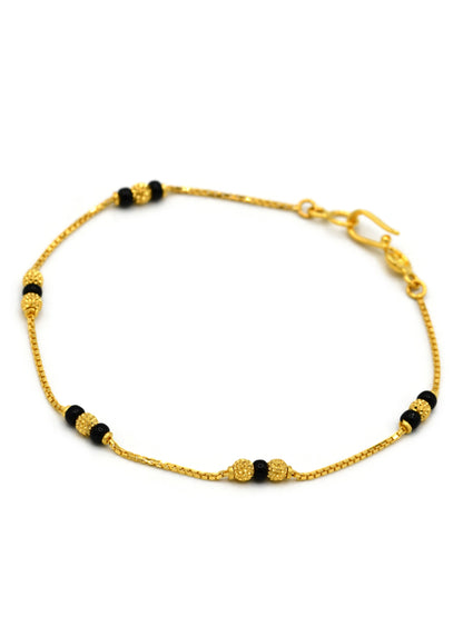 22ct Gold Black Beads Ladies Bracelet - Roop Darshan