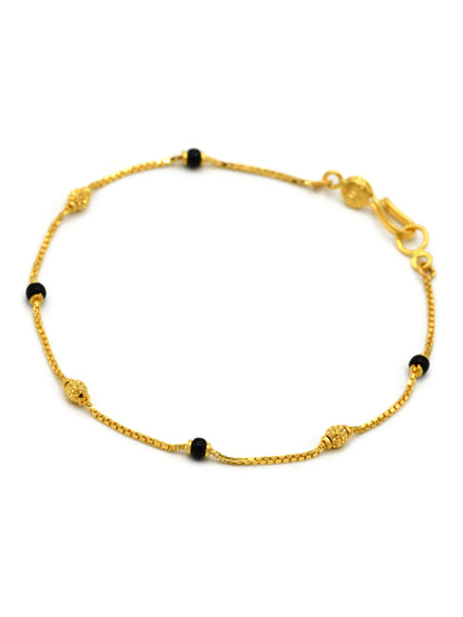 22ct Gold Black Beads Ladies Bracelet - Roop Darshan