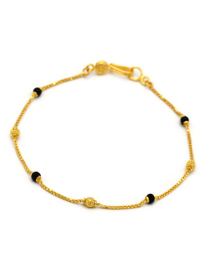 22ct Gold Black Beads Ladies Bracelet - Roop Darshan