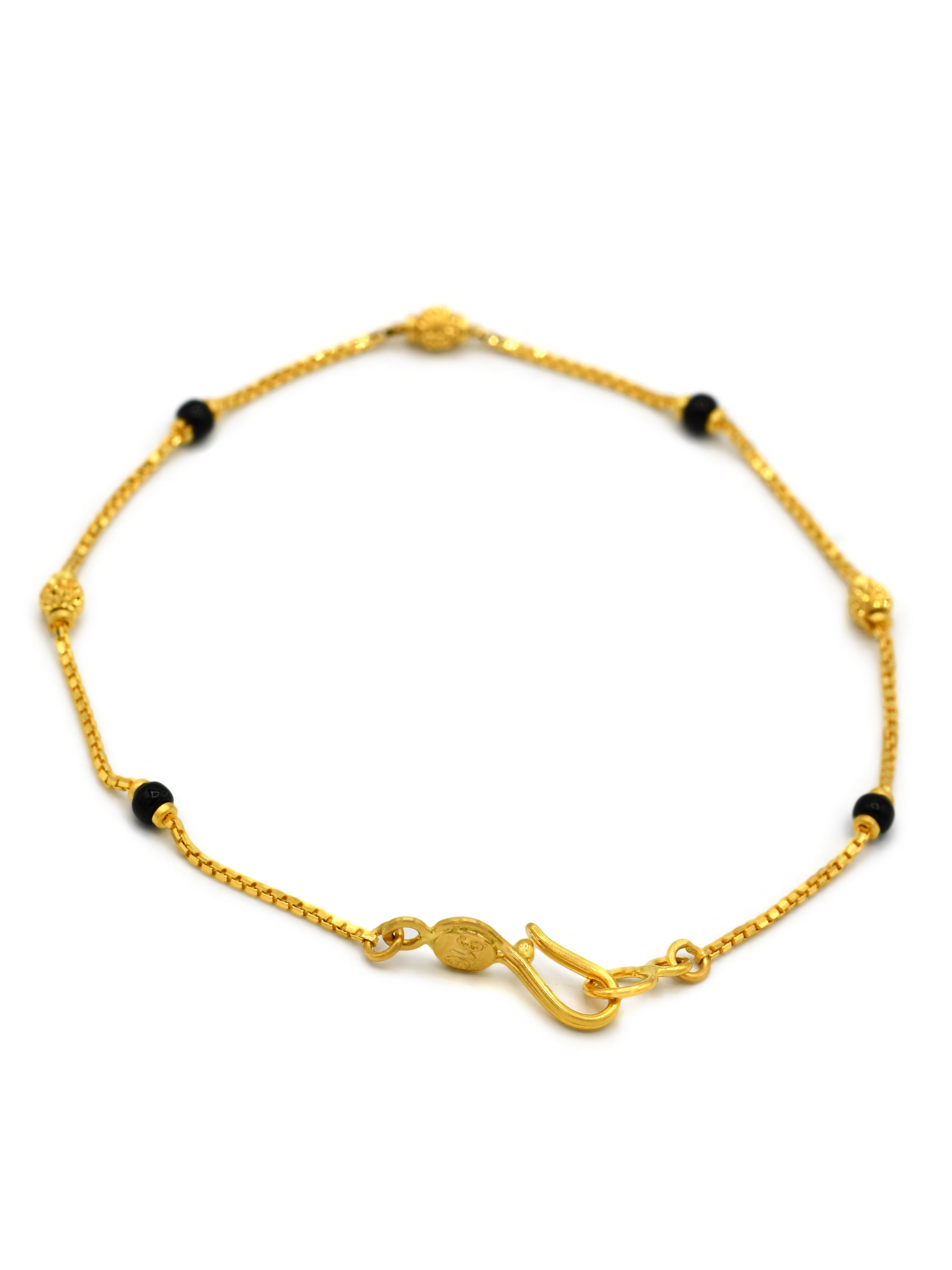 22ct Gold Black Beads Ladies Bracelet - Roop Darshan