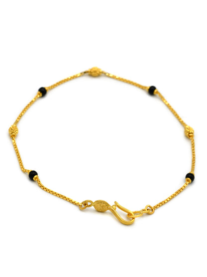 22ct Gold Black Beads Ladies Bracelet - Roop Darshan