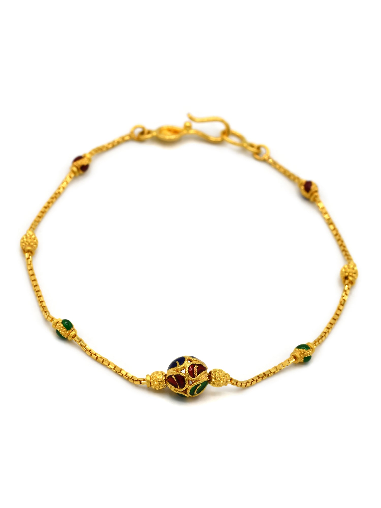 22ct Gold Minakari Ball Ladies Bracelet - Roop Darshan