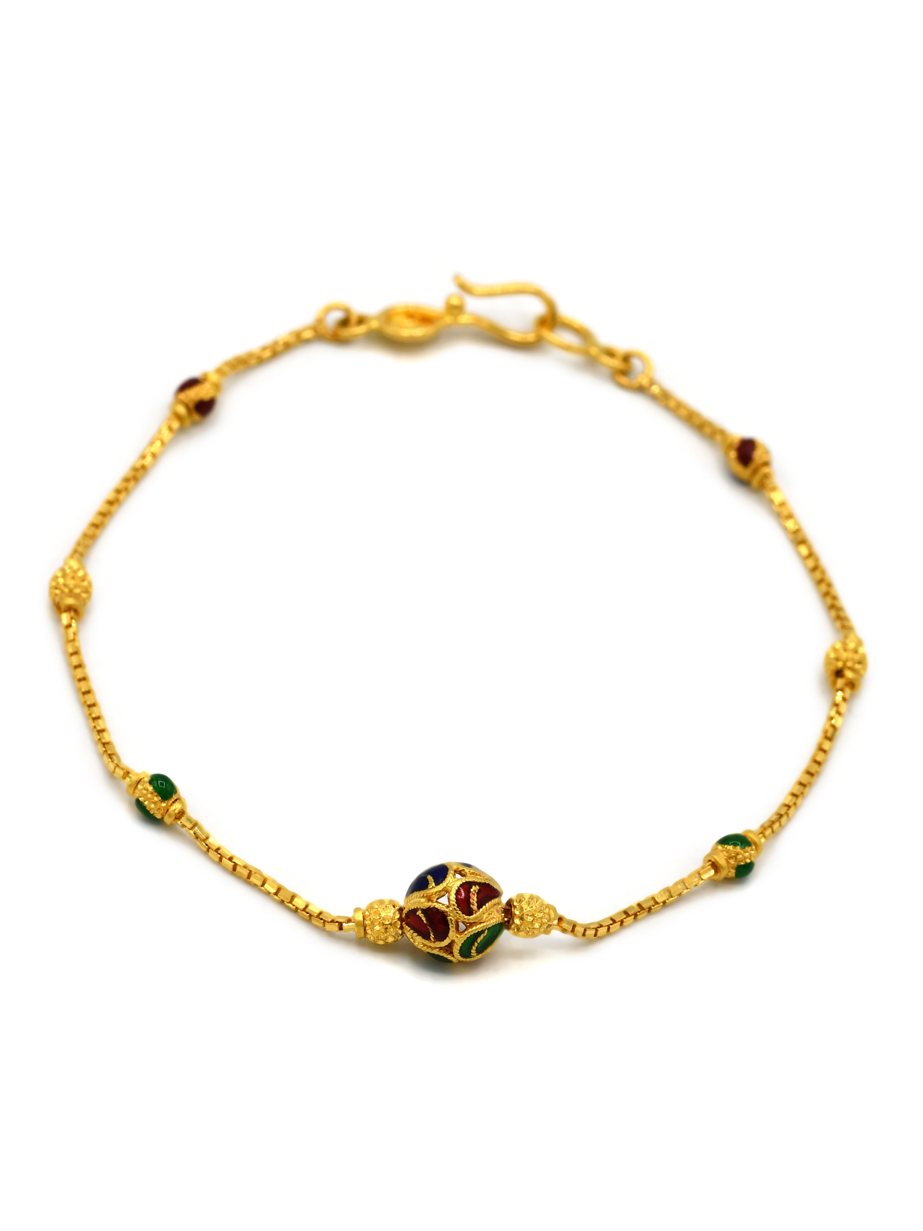 22ct Gold Minakari Ball Ladies Bracelet - Roop Darshan