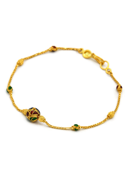 22ct Gold Minakari Ball Ladies Bracelet - Roop Darshan