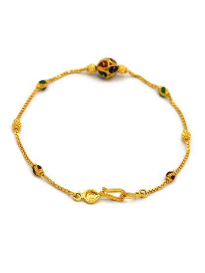 22ct Gold Minakari Ball Ladies Bracelet - Roop Darshan