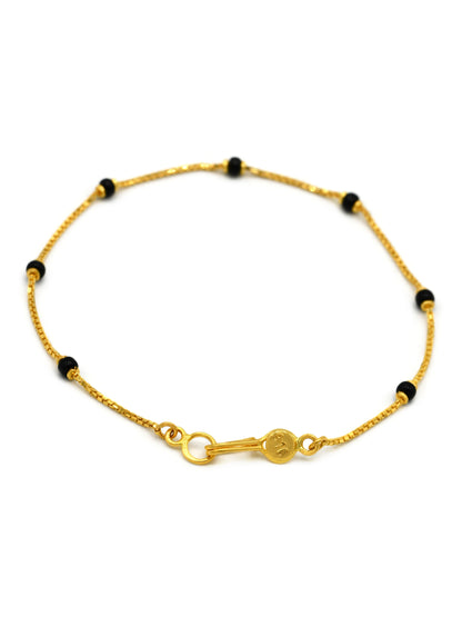 22ct Gold Black Beads Ladies Bracelet - Roop Darshan