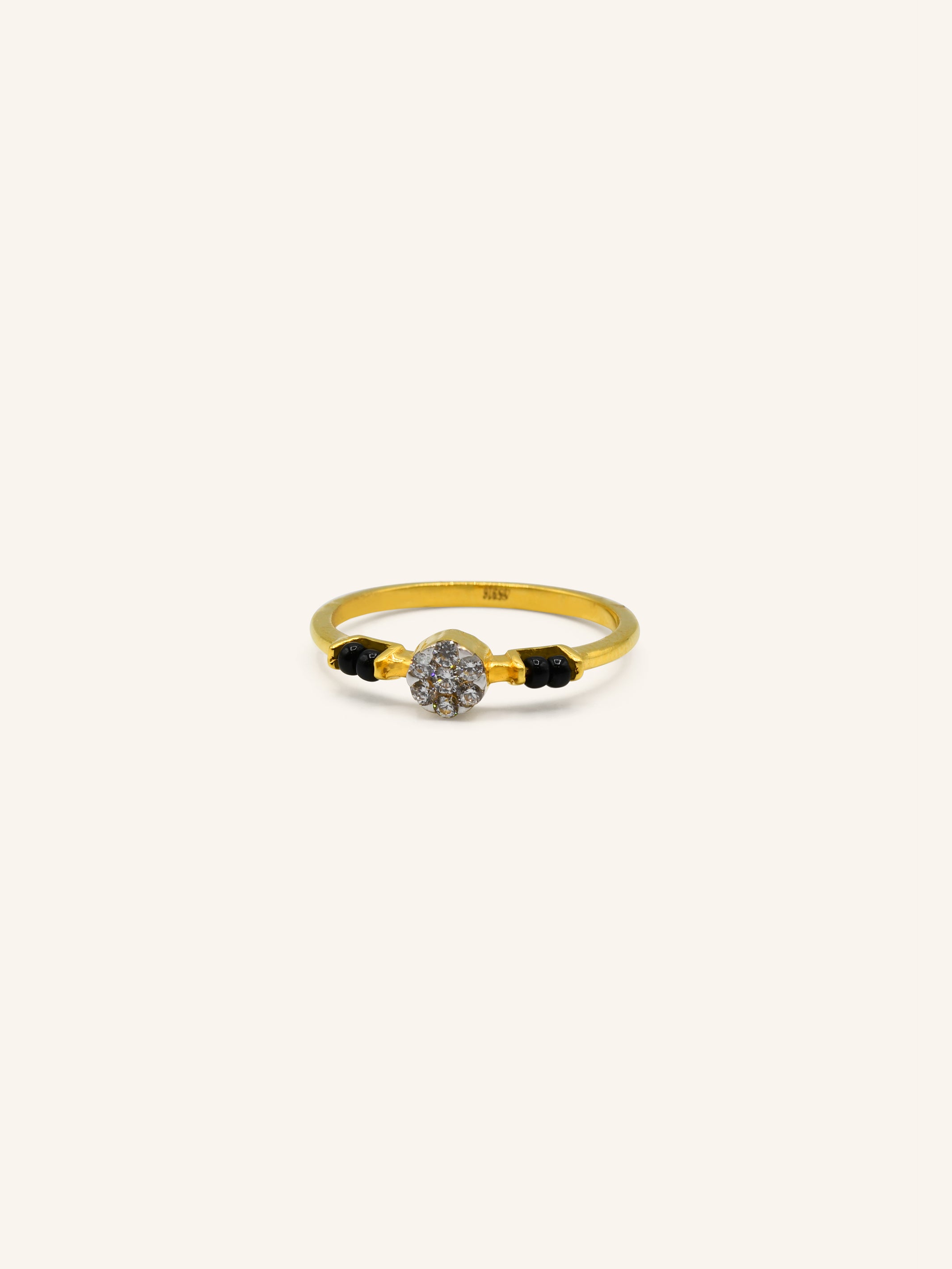 22ct Gold Black Beads CZ Ladies Ring 2.04 GMS - Roop Darshan