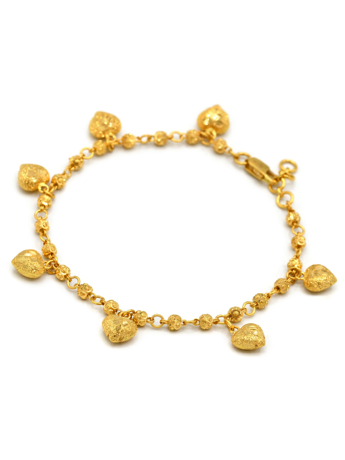 22ct Gold Heart Charms Ladies Bracelet