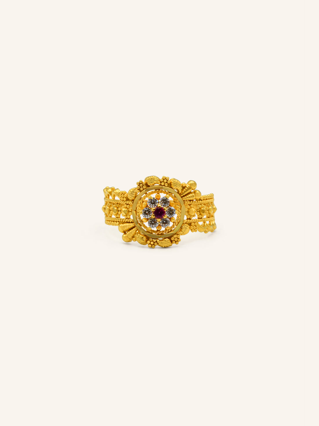 22ct Gold Pink CZ Ladies Ring 2.76 GMS - Roop Darshan