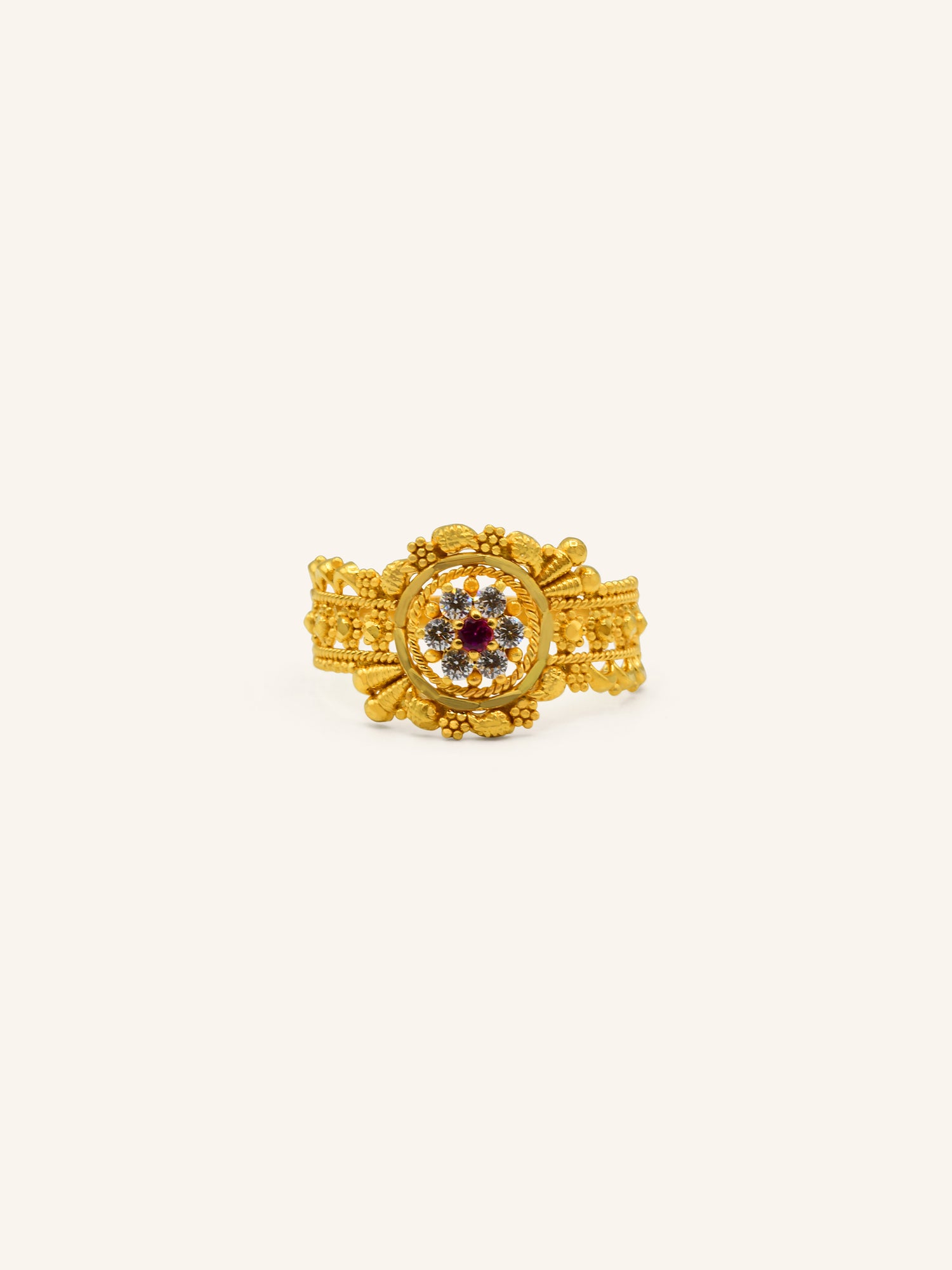 22ct Gold Pink CZ Ladies Ring 2.76 GMS - Roop Darshan