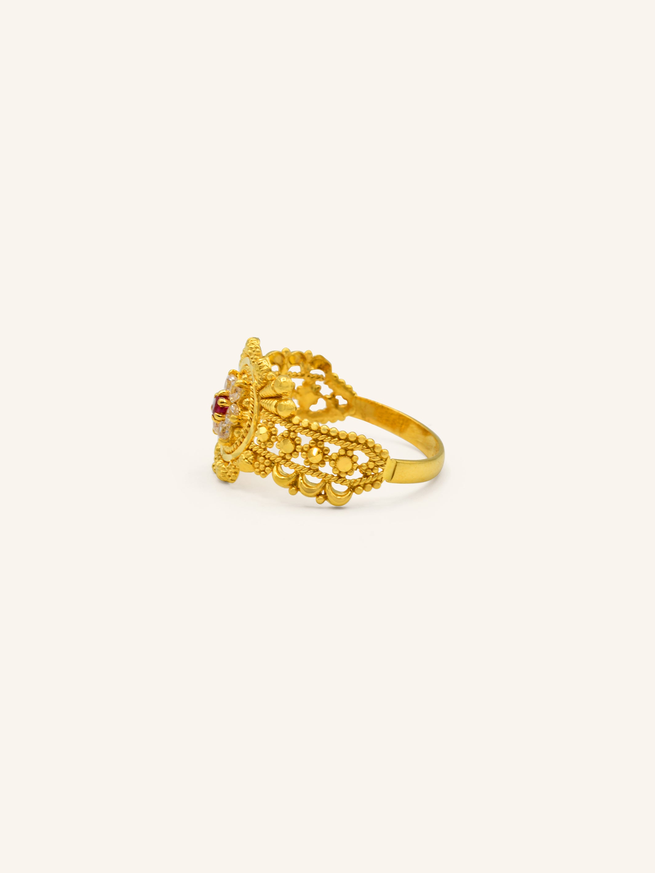 22ct Gold Pink CZ Ladies Ring 2.76 GMS - Roop Darshan