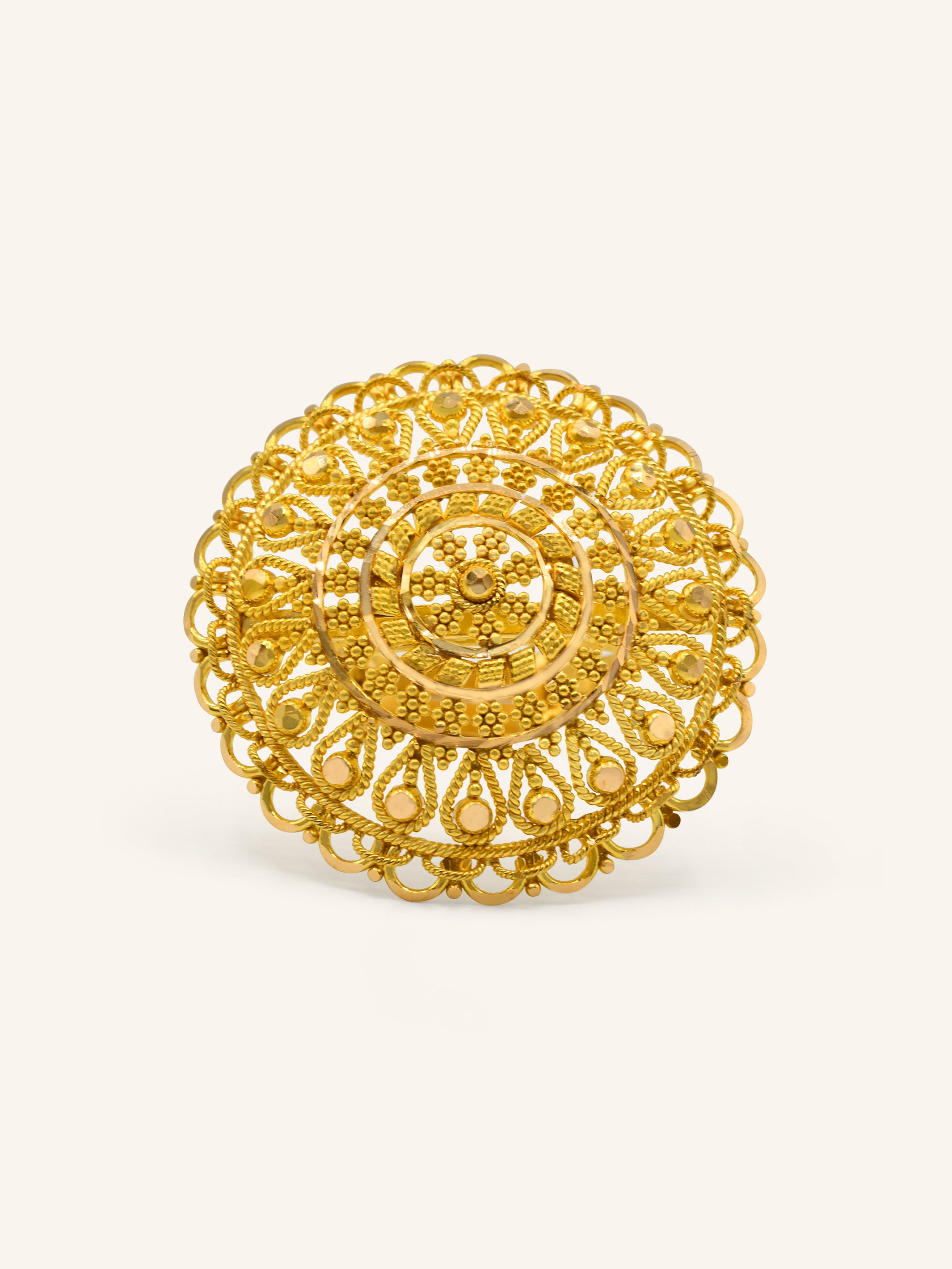 22Ct Gold Filigree Adjustable Ring - Roop Darshan