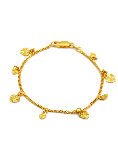 22ct Gold Heart Charms Ladies Bracelet - Roop Darshan