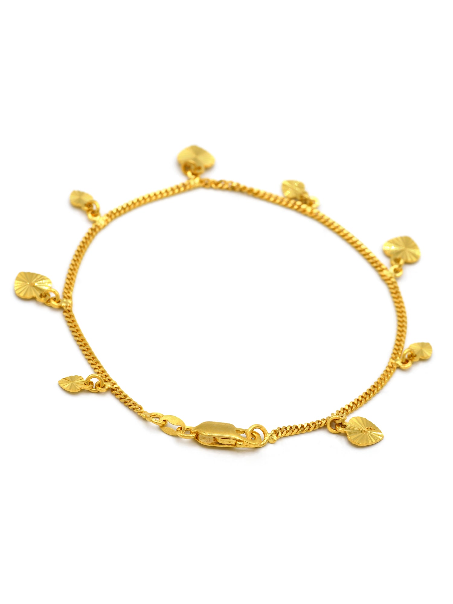 22ct Gold Heart Charms Ladies Bracelet - Roop Darshan