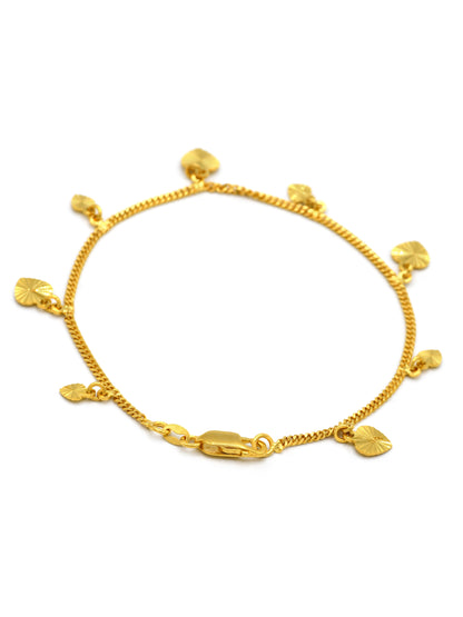 22ct Gold Heart Charms Ladies Bracelet - Roop Darshan