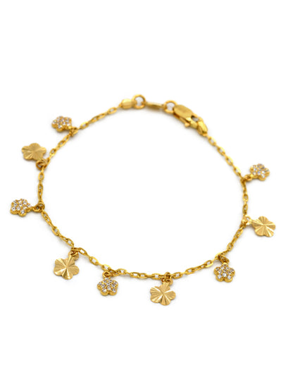 22ct Gold Cz Charms Ladies Bracelet