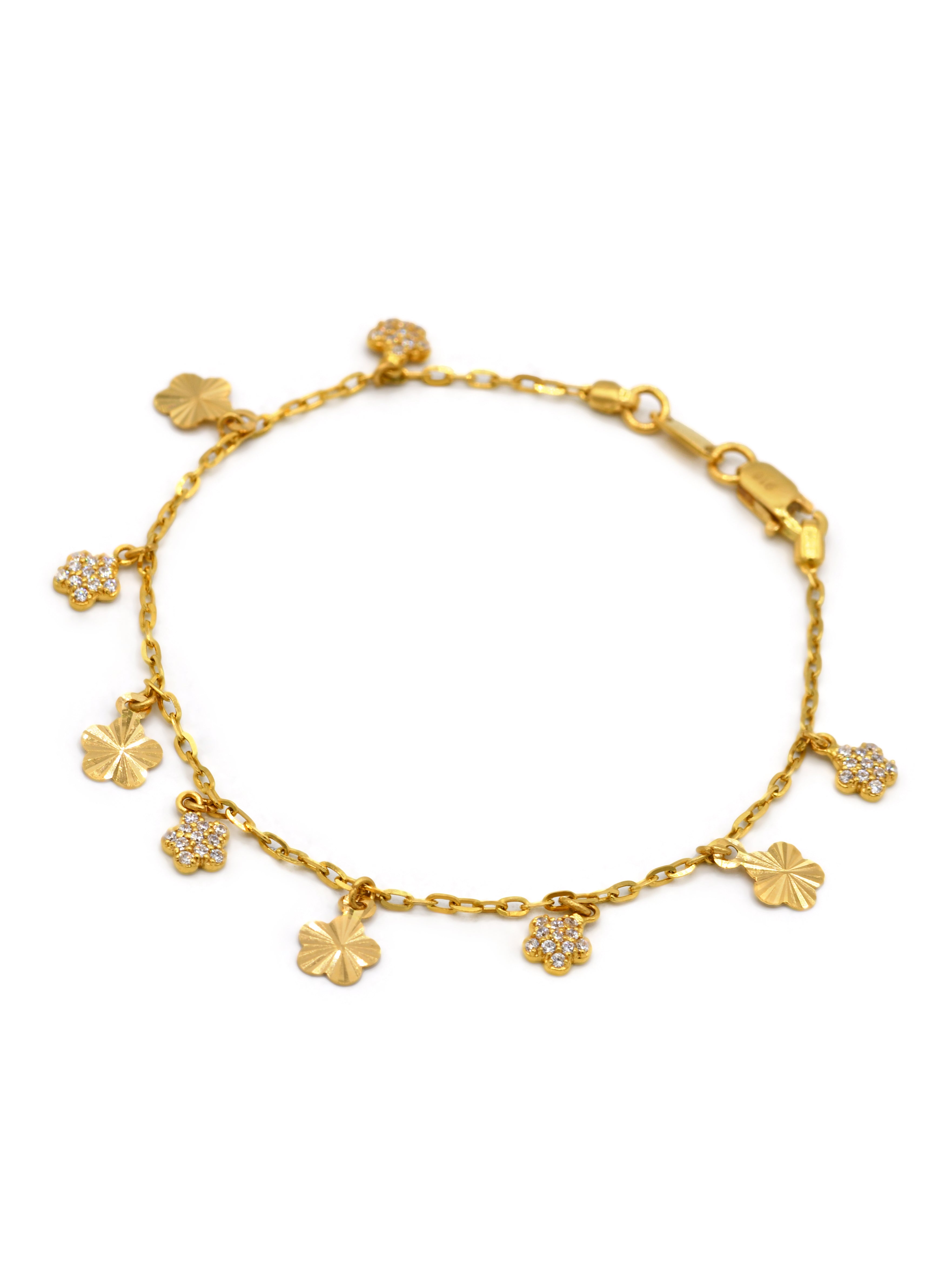 22ct Gold Cz Charms Ladies Bracelet