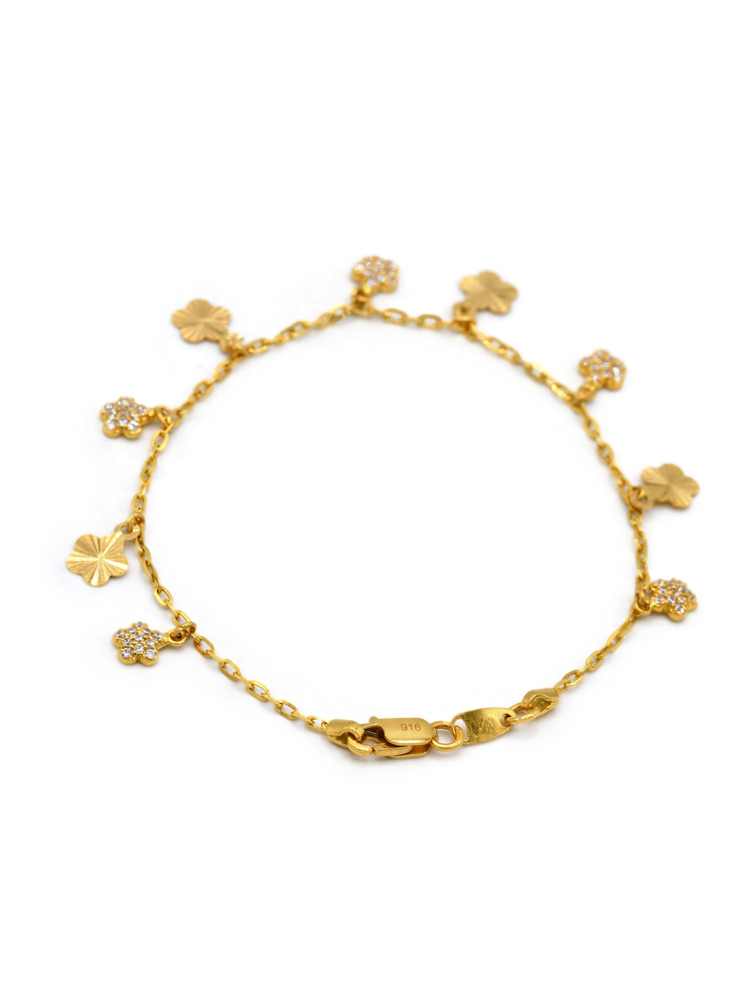 22ct Gold Cz Charms Ladies Bracelet