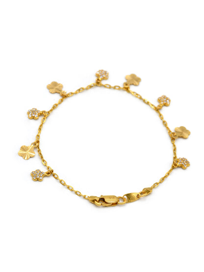22ct Gold Cz Charms Ladies Bracelet