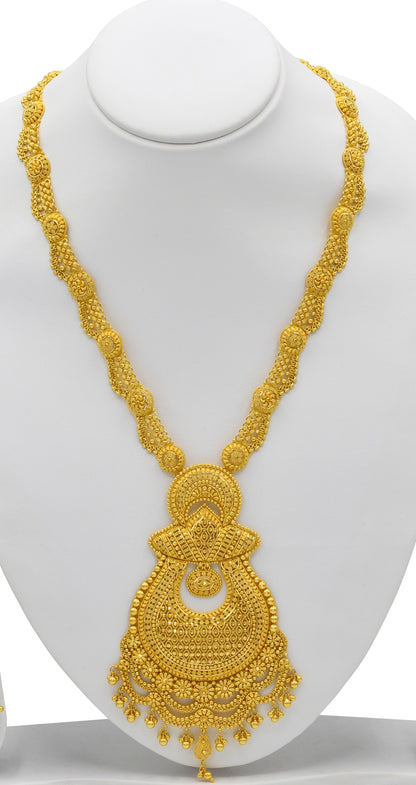 22ct Gold Long Necklace Set - Roop Darshan