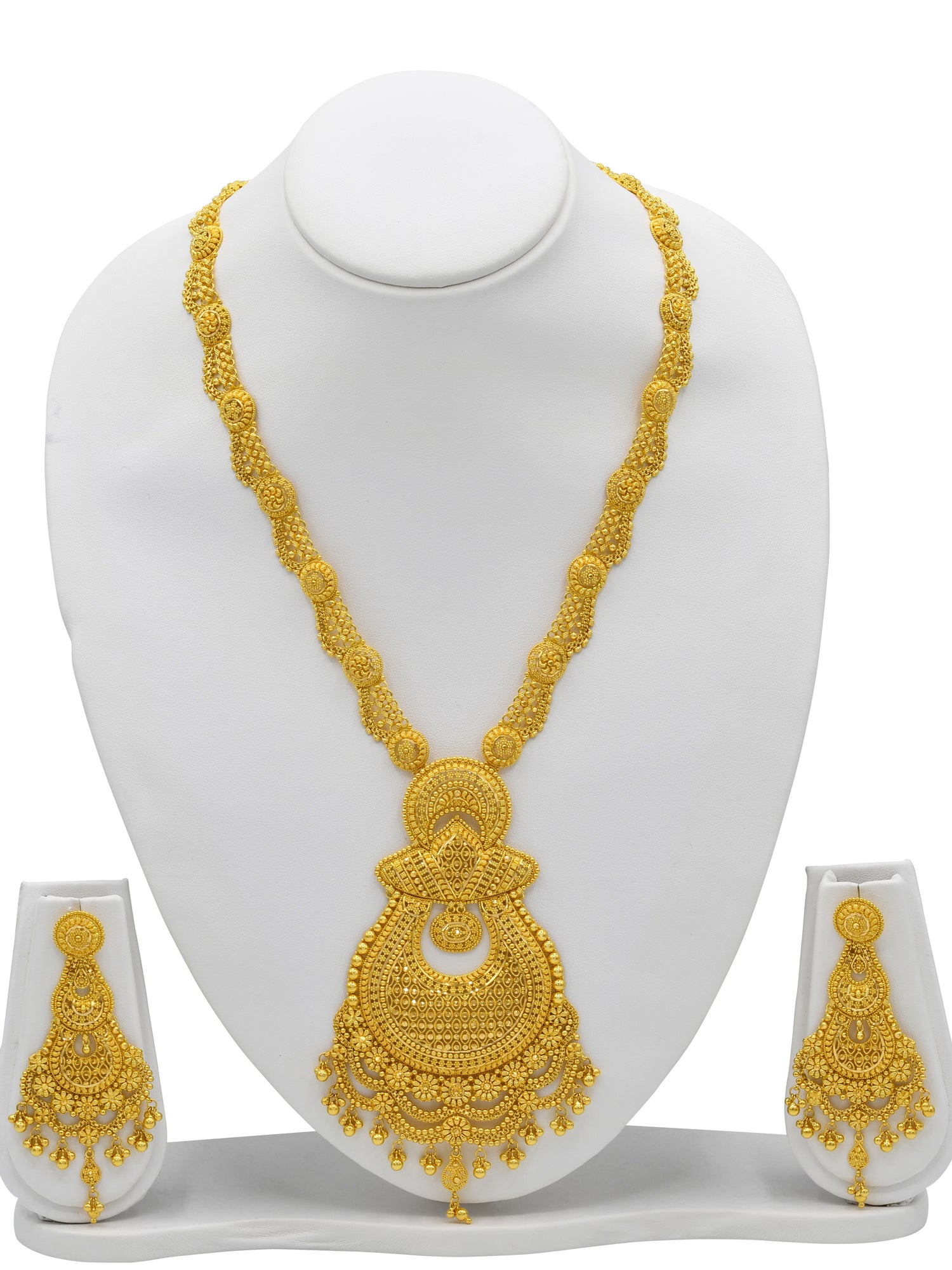 22ct Gold Long Necklace Set - Roop Darshan