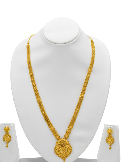 22ct Gold Long Necklace Set - Roop Darshan