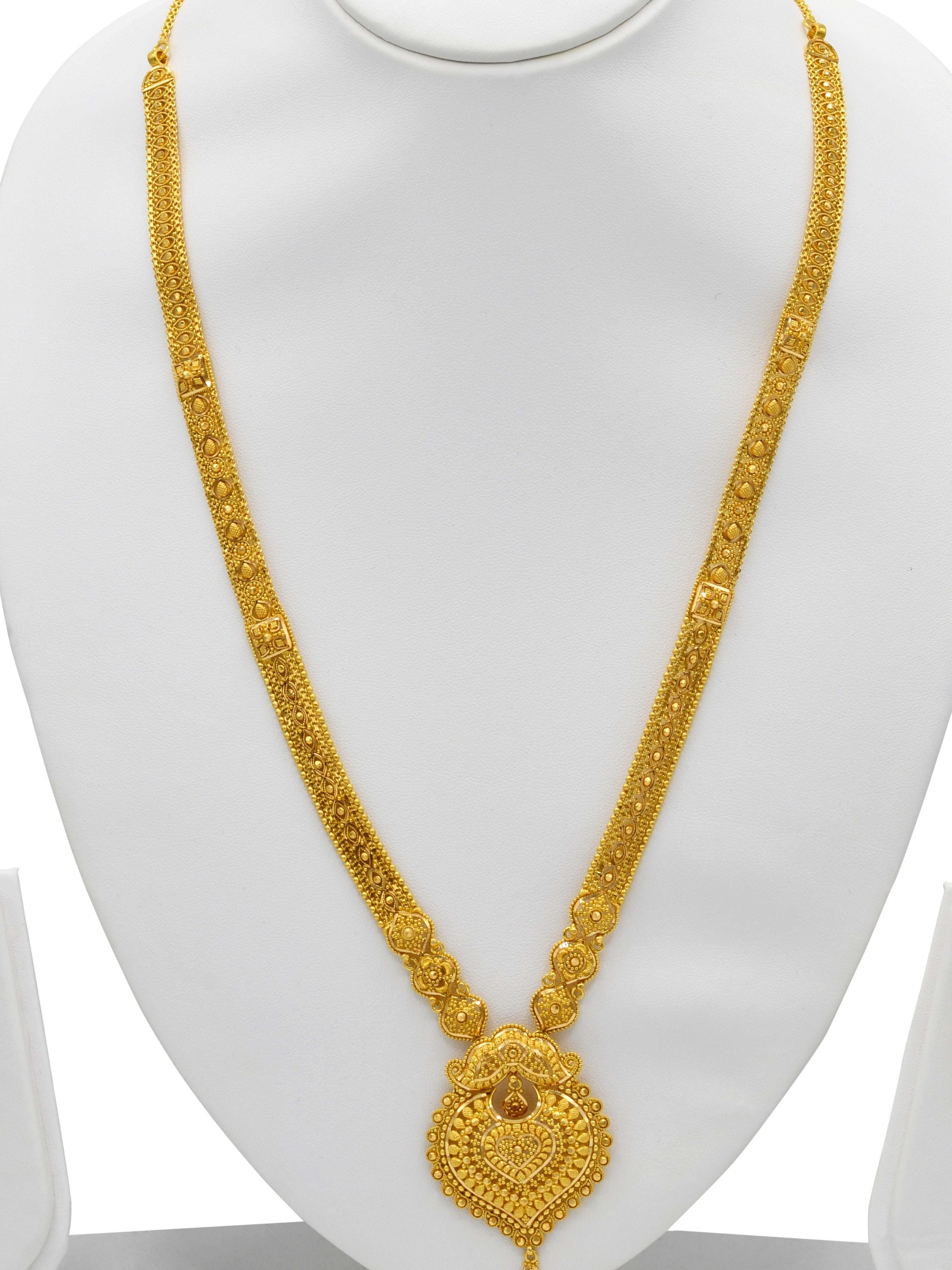 22ct Gold Long Necklace Set - Roop Darshan