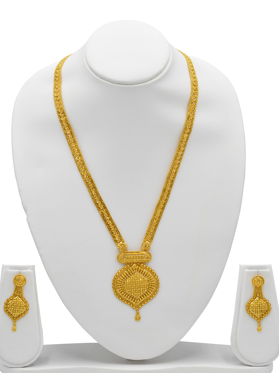 22ct Gold Long Necklace Set - Roop Darshan