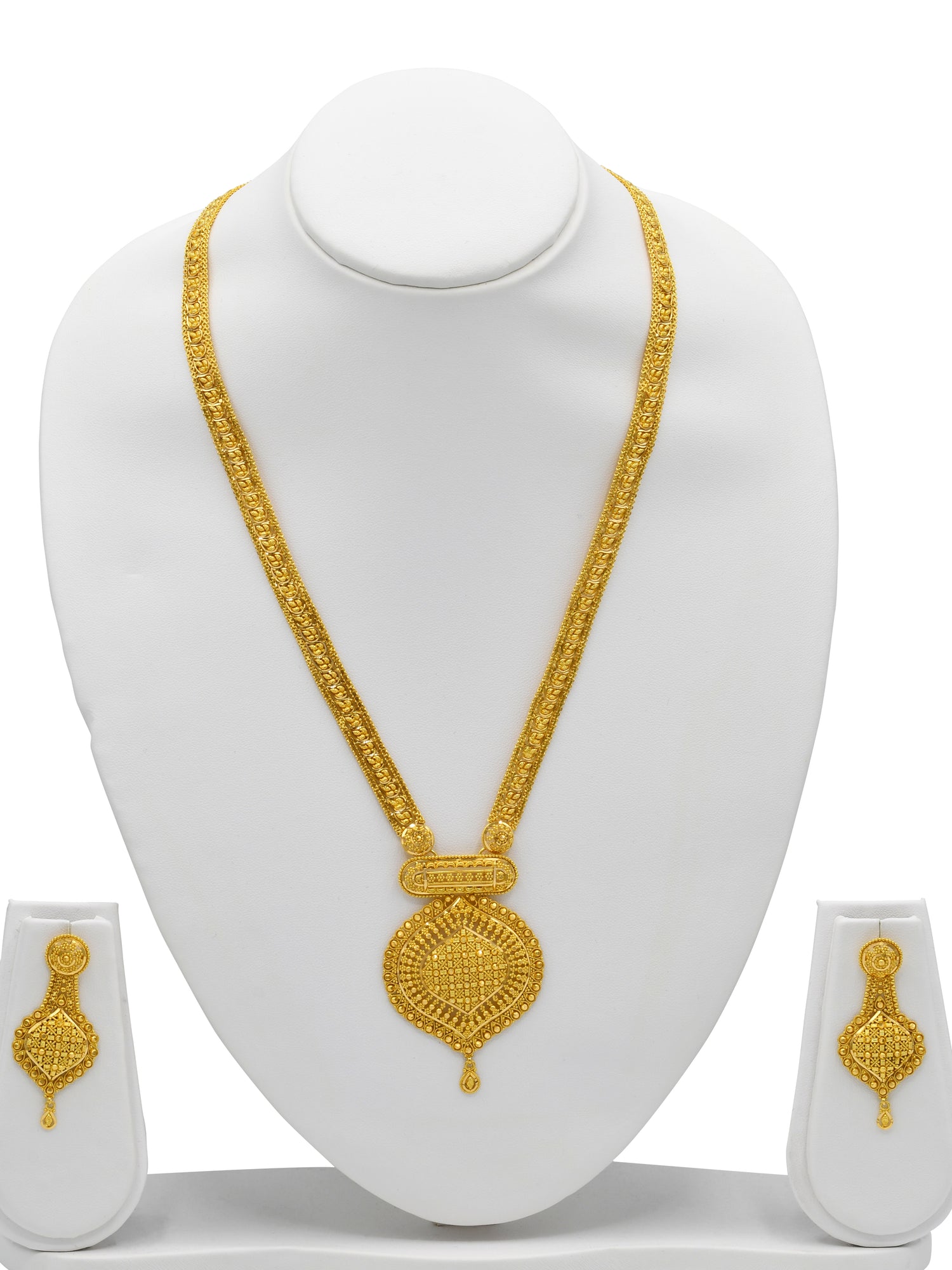 22ct Gold Long Necklace Set - Roop Darshan