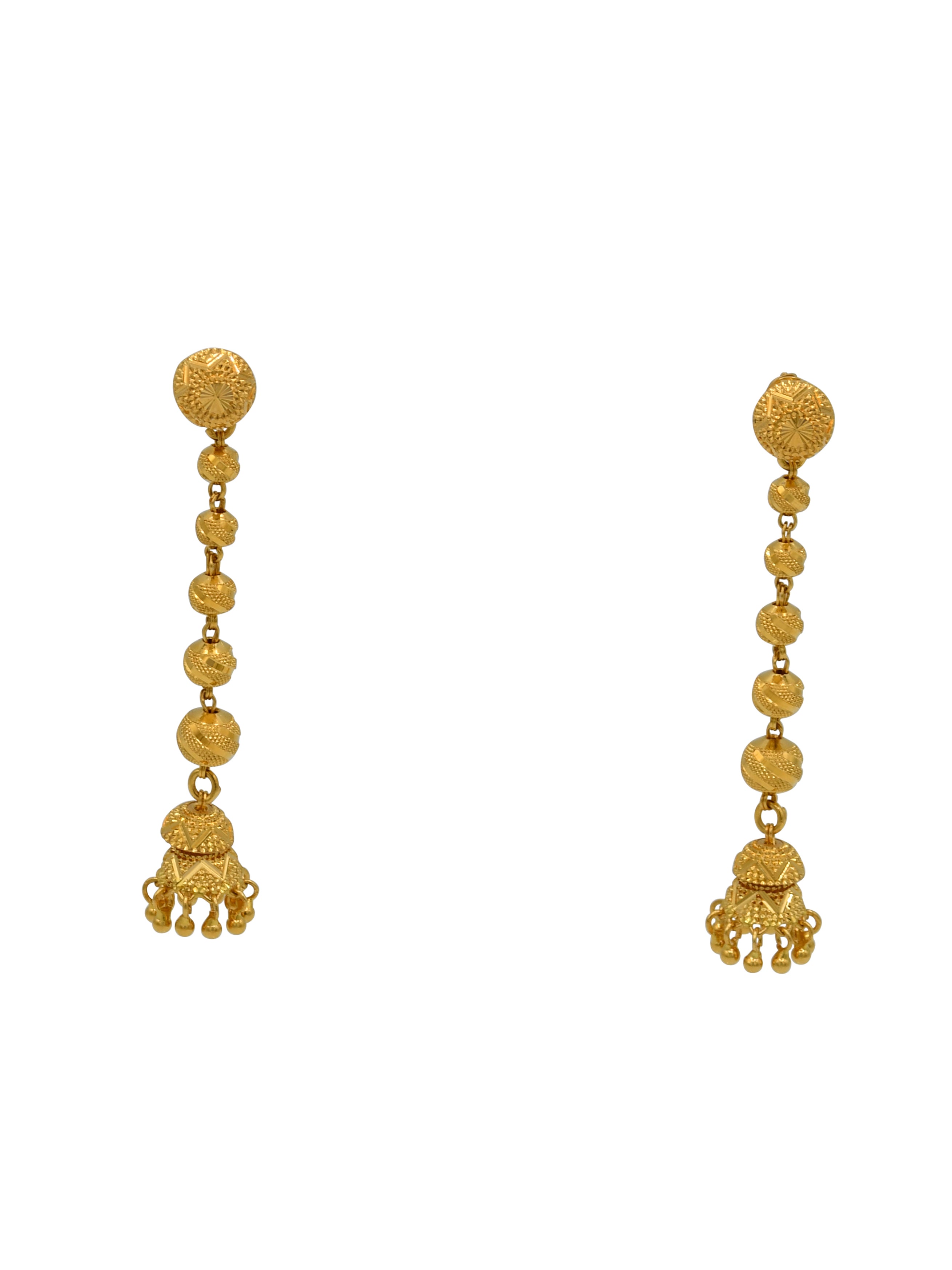 22ct Gold Ball 3 Row Necklace Set - Roop Darshan