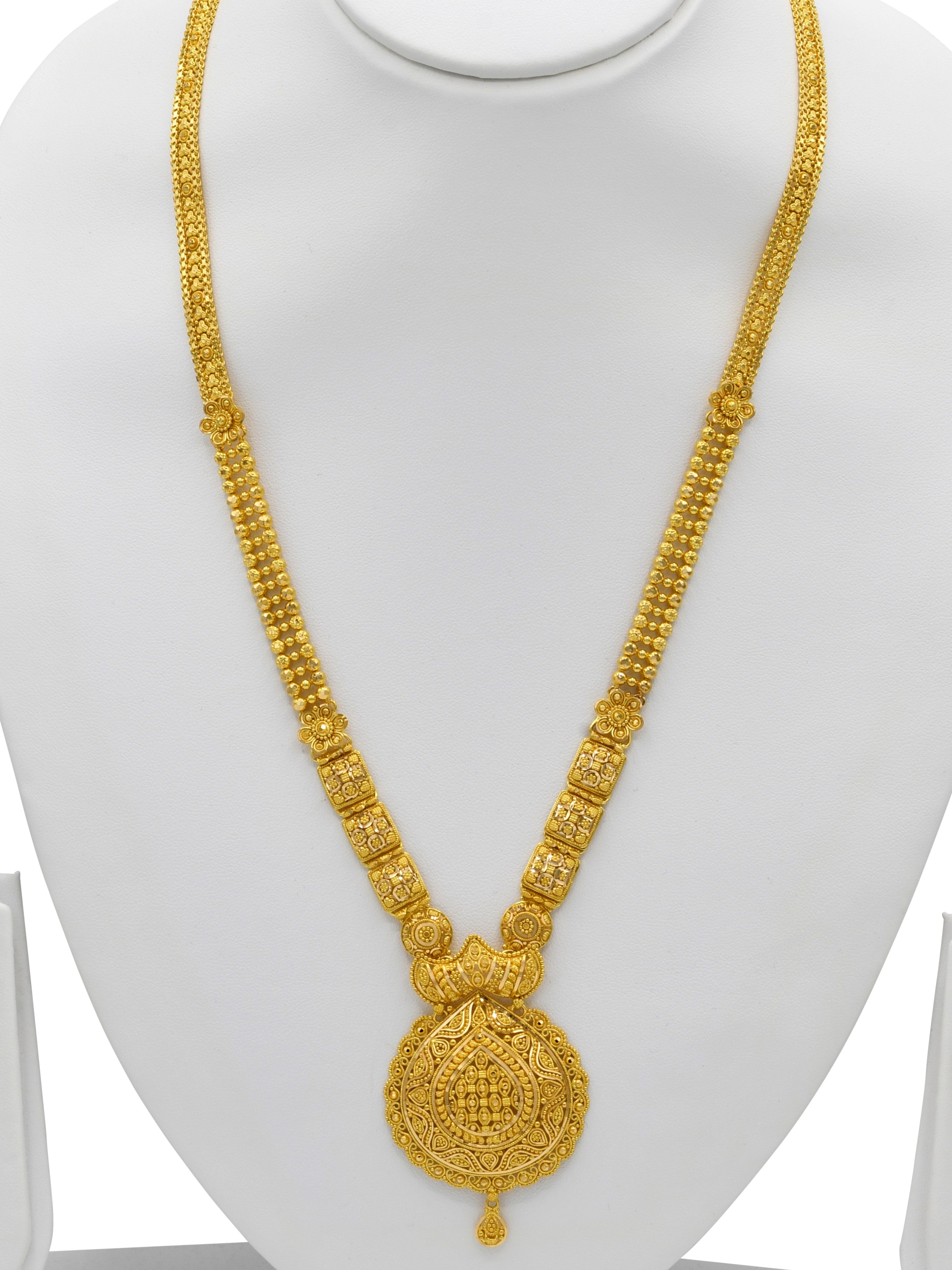 22ct Gold Long Necklace Set - Roop Darshan