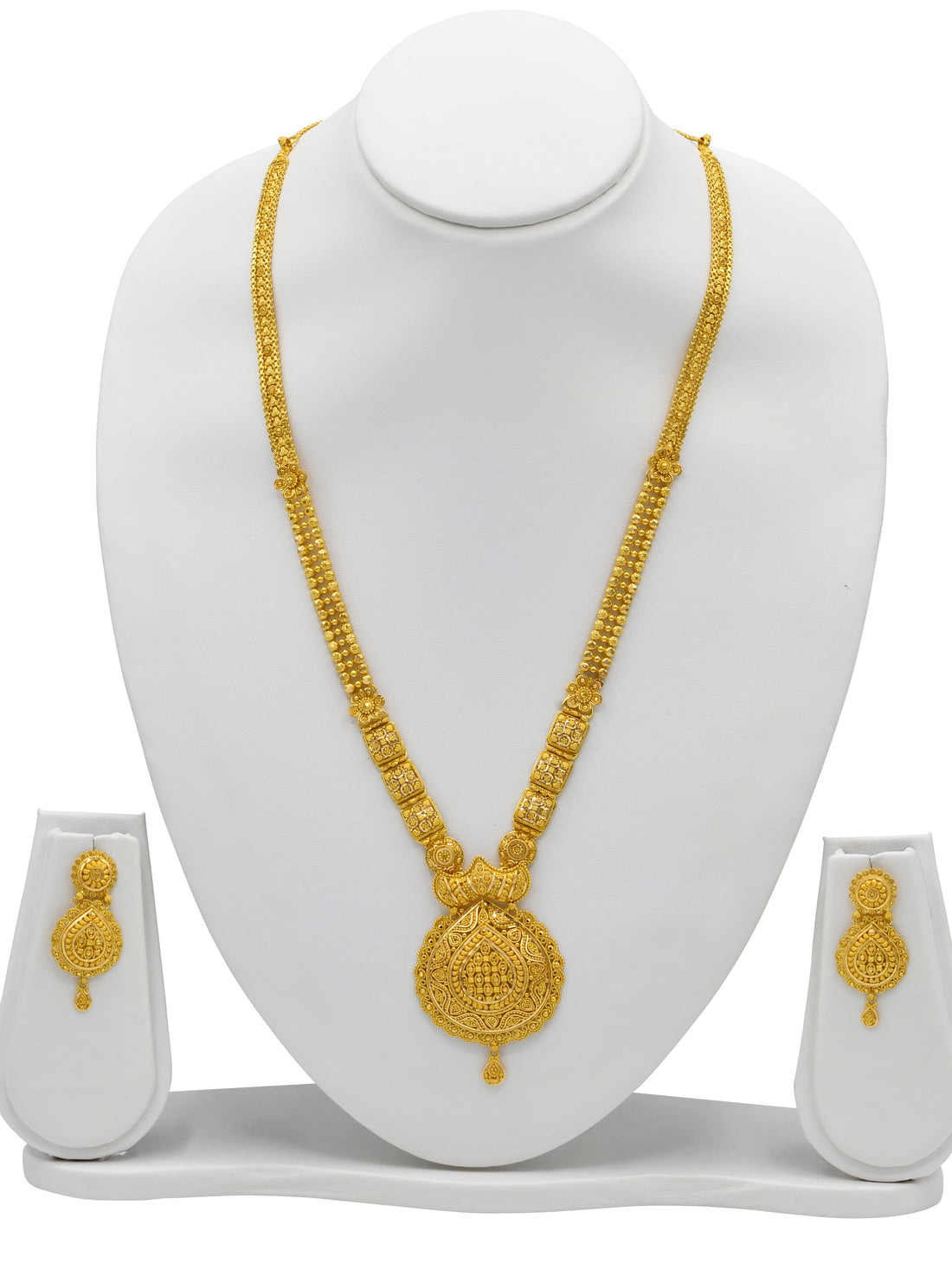 22ct Gold Long Necklace Set - Roop Darshan