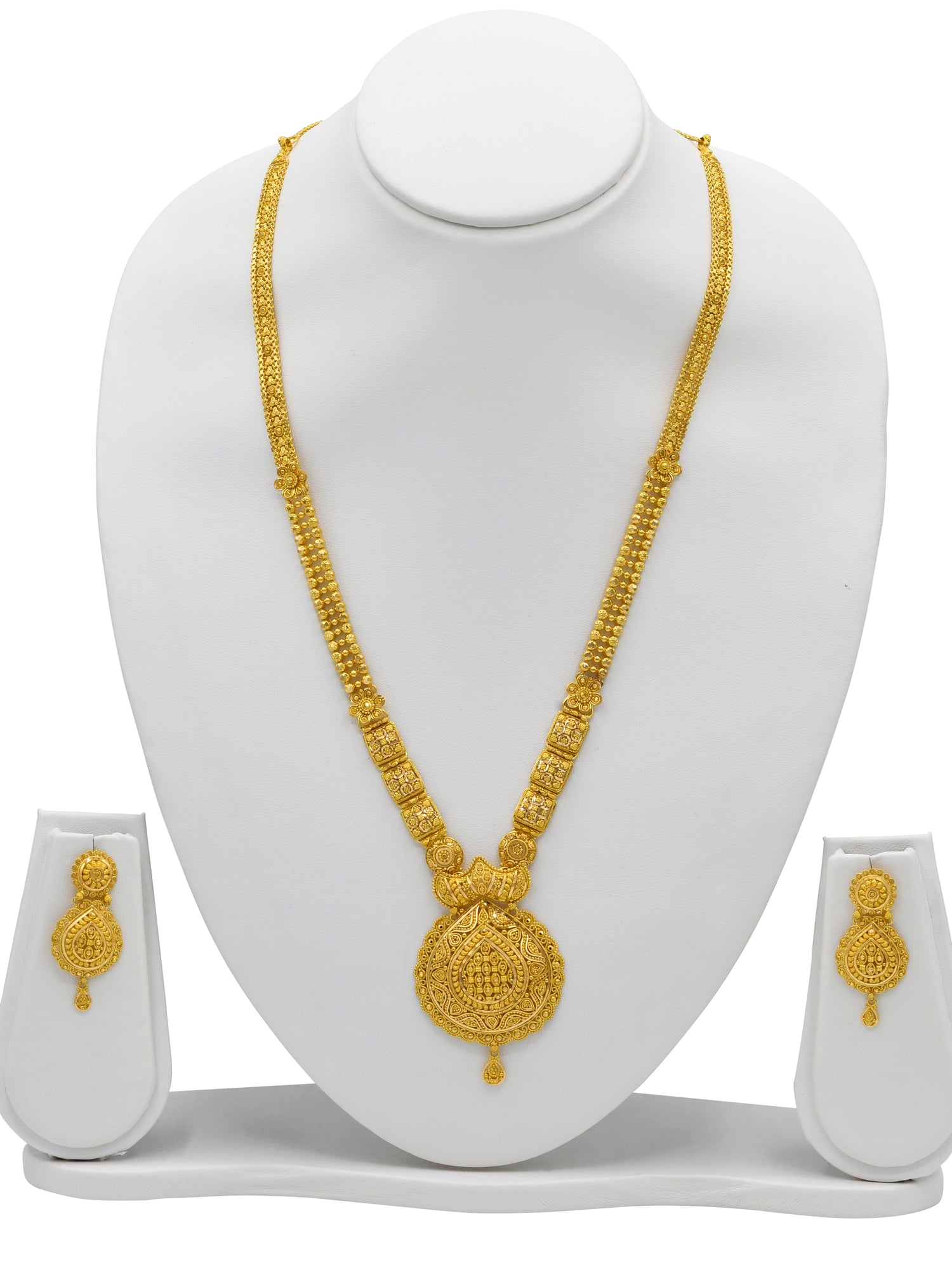 22ct Gold Long Necklace Set - Roop Darshan