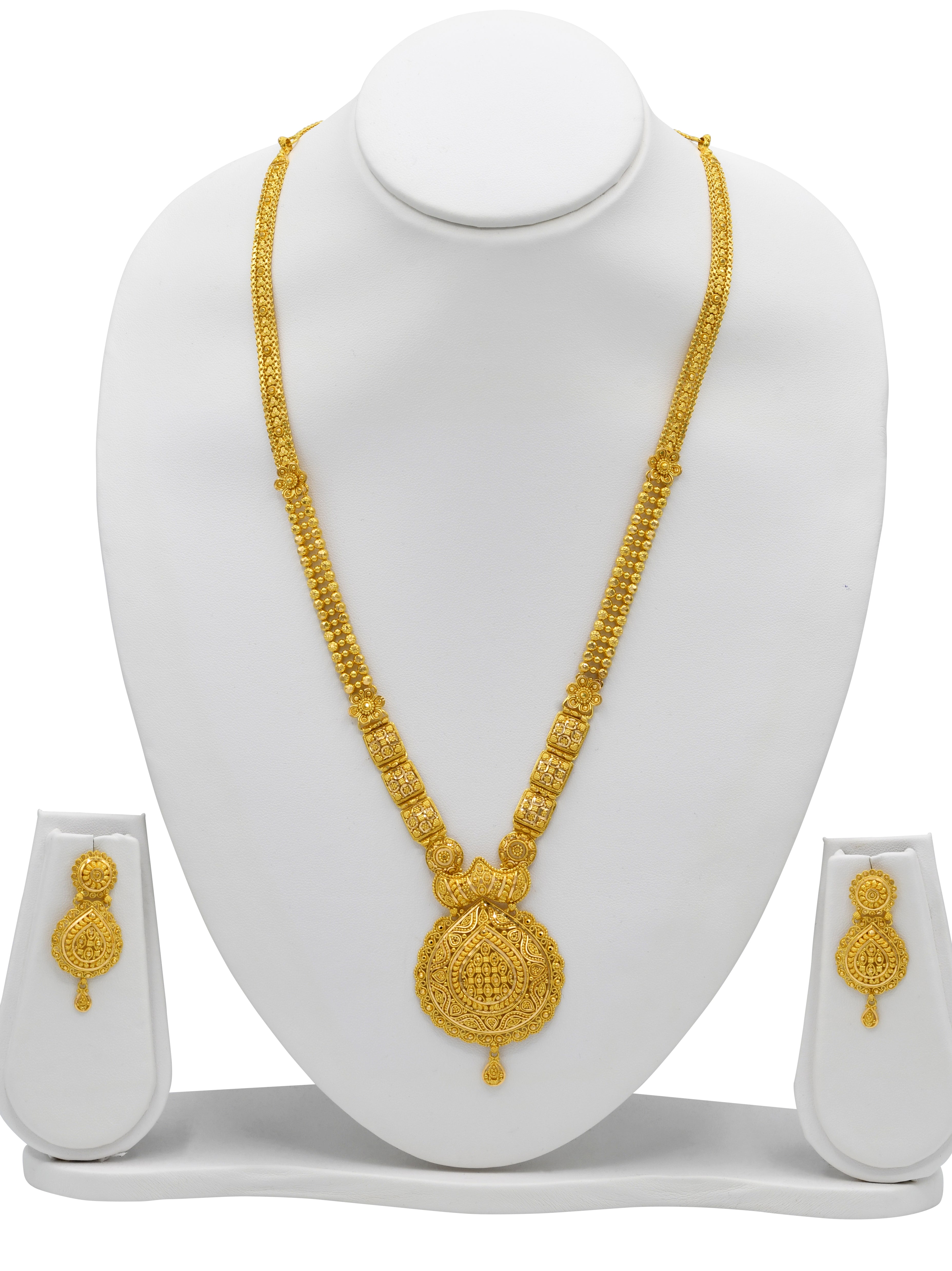 22ct Gold Long Necklace Set - Roop Darshan