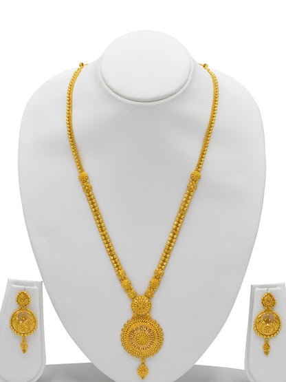 22ct Gold Long Necklace Set - Roop Darshan