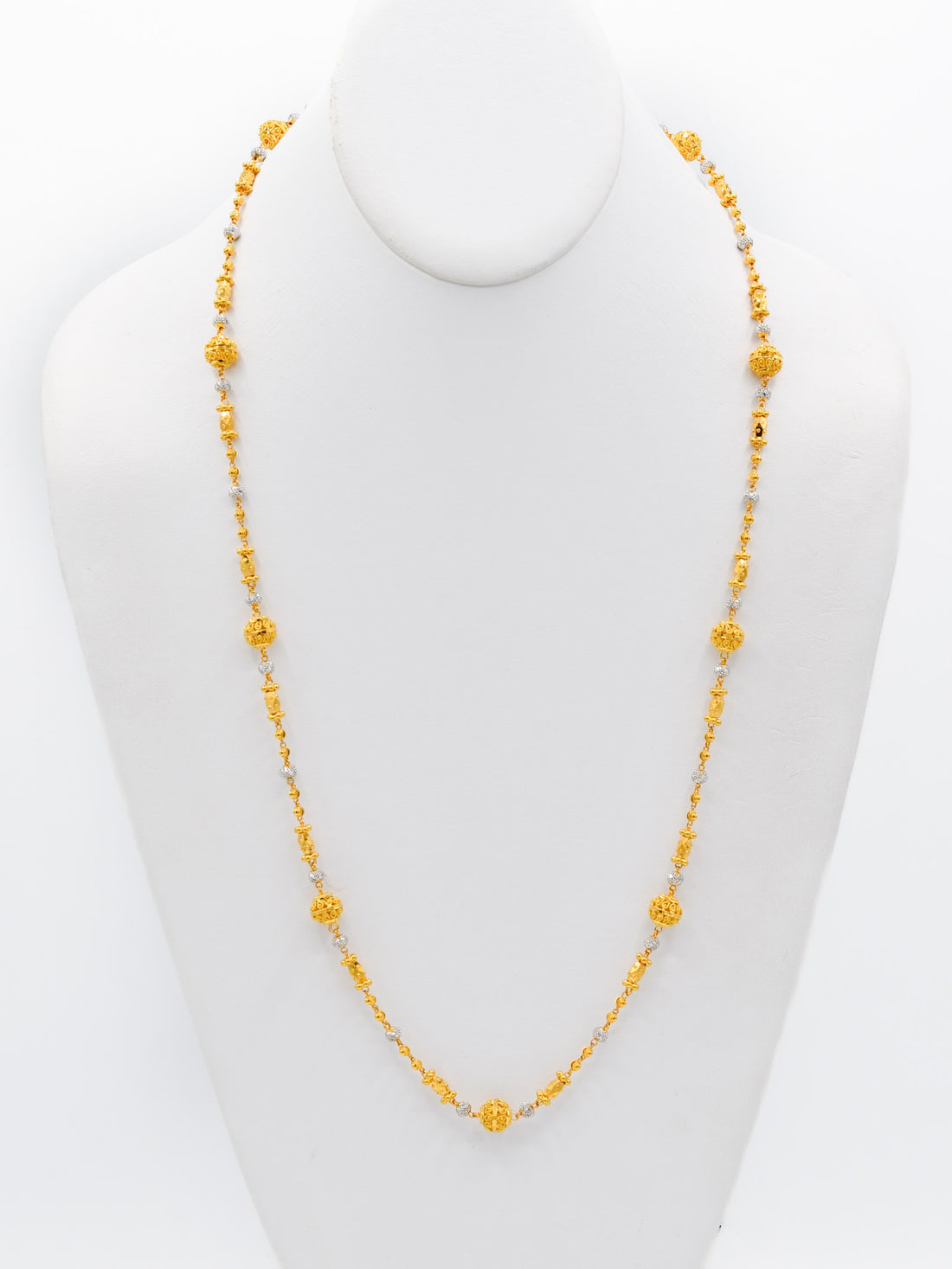 22ct Gold Two Tone Ball Long Fancy Chain - Roop Darshan