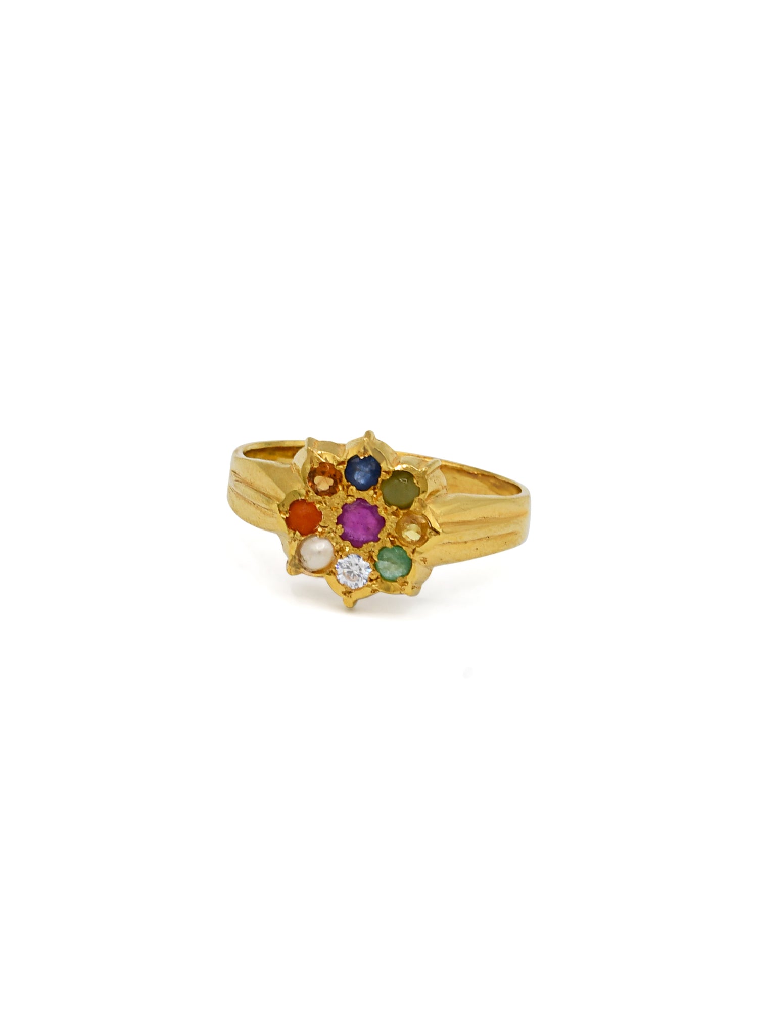 22ct Gold Navratna Ladies Ring