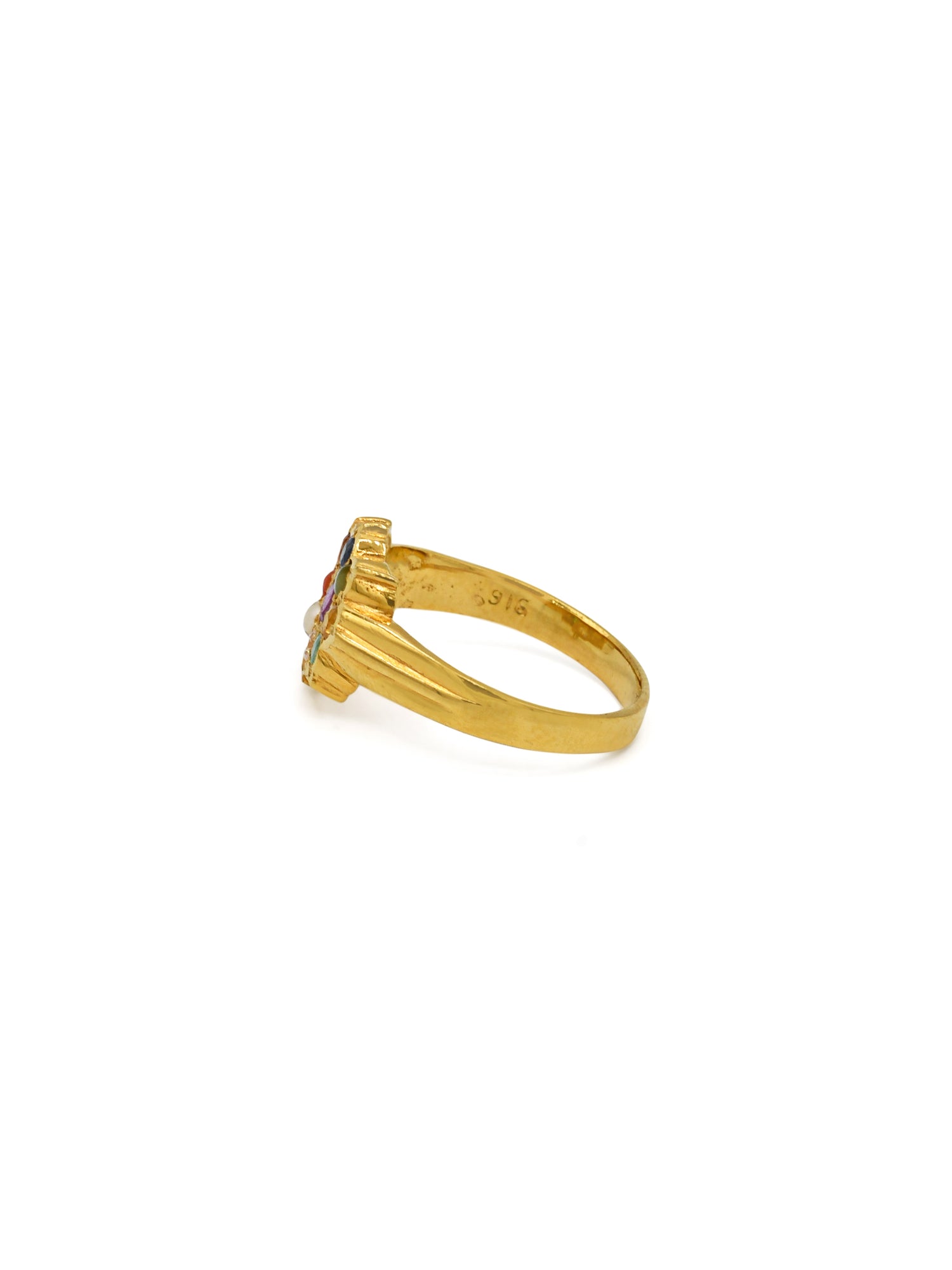 22ct Gold Navratna Ladies Ring