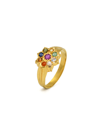 22ct Gold Navratna Ladies Ring