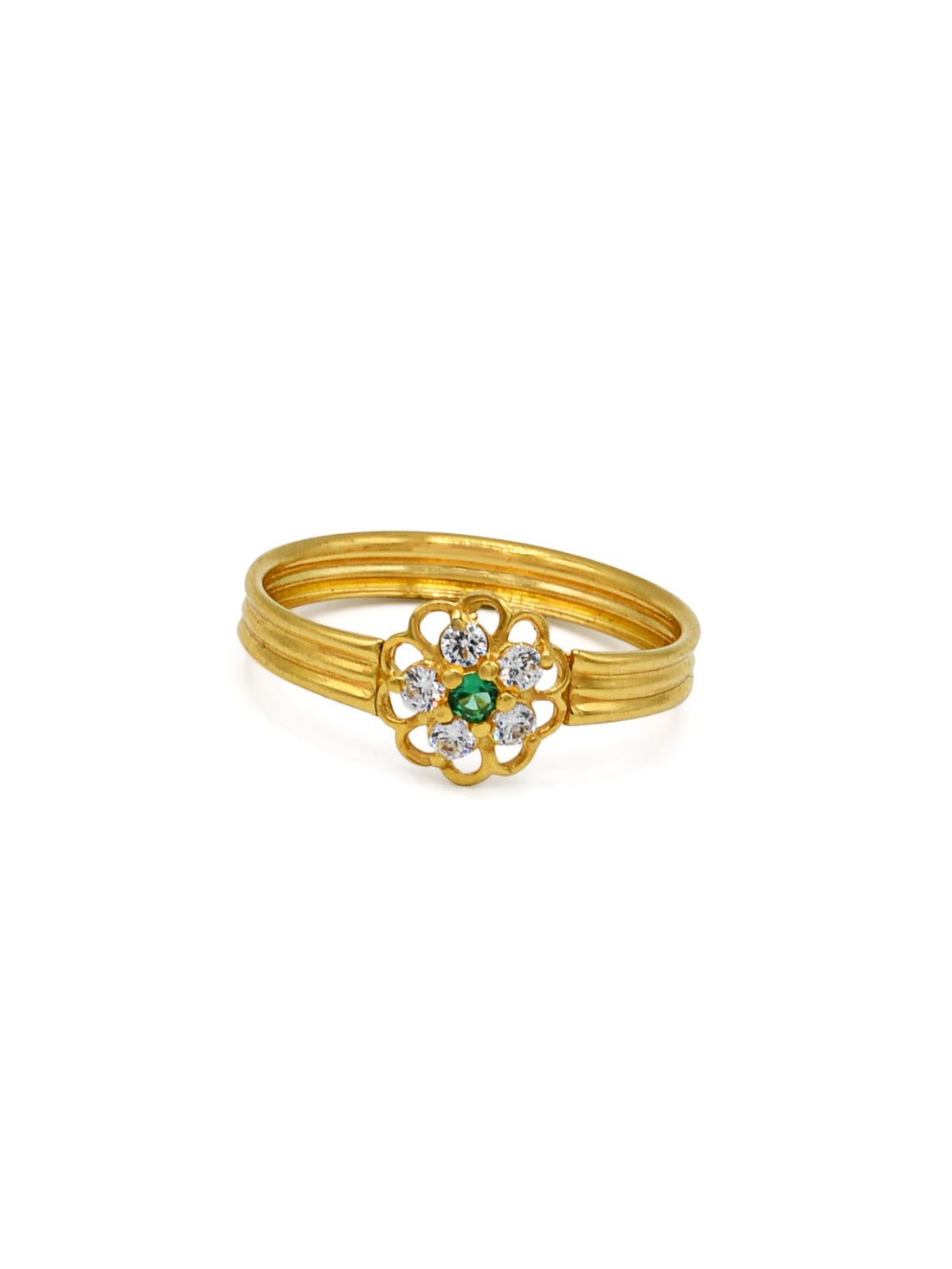 22ct Gold Green CZ Ladies Ring