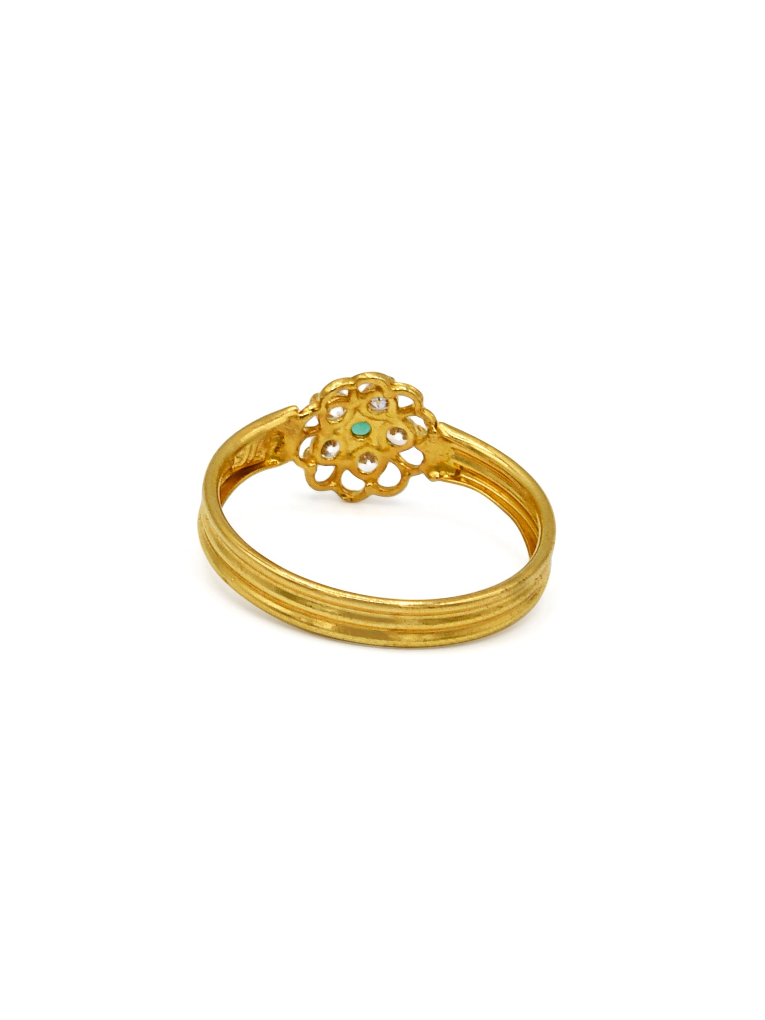 22ct Gold Green CZ Ladies Ring