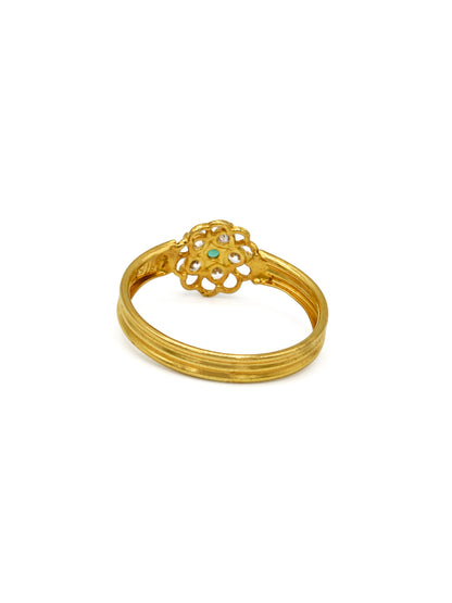 22ct Gold Green CZ Ladies Ring