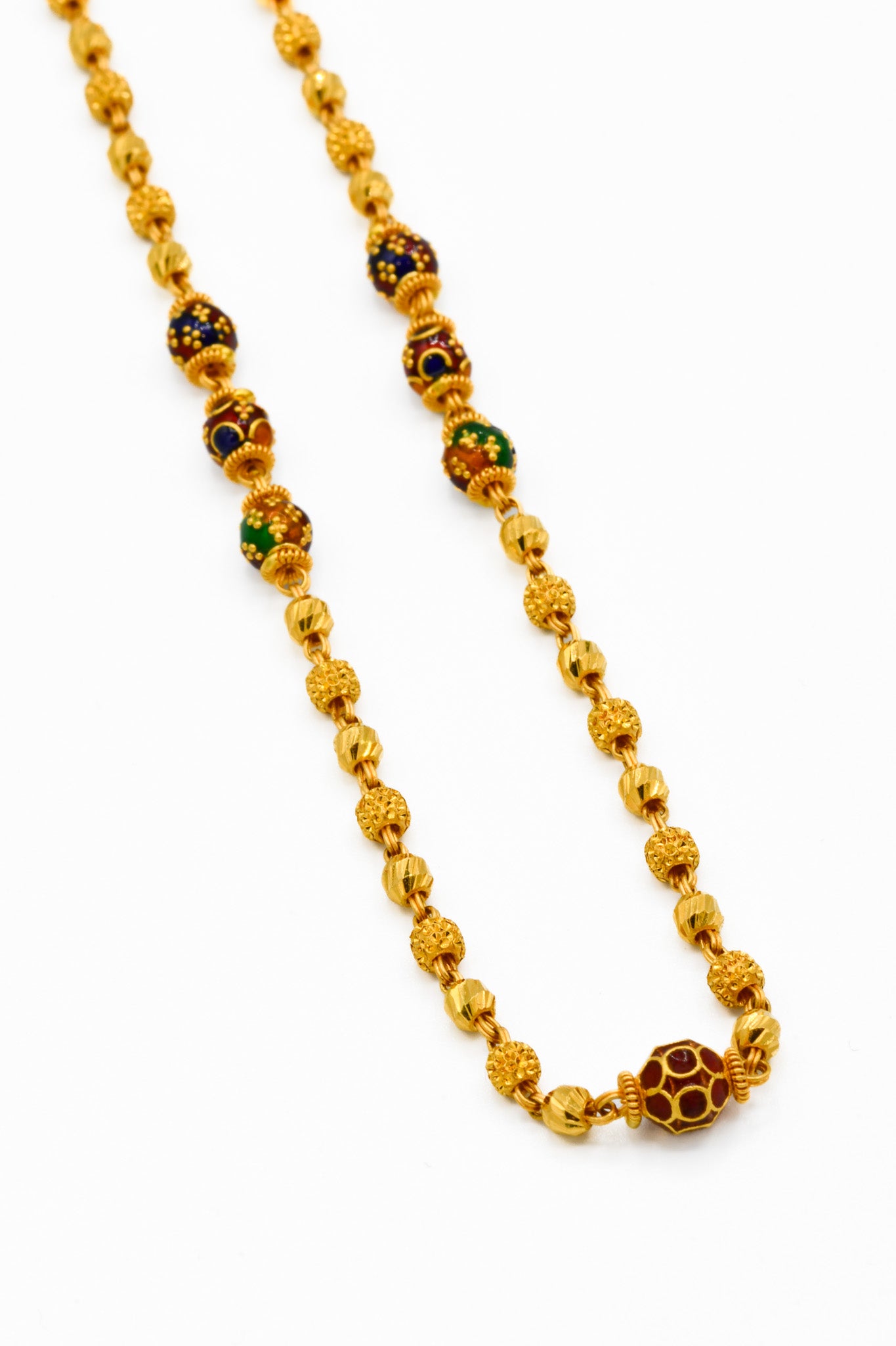 22ct Gold Mina Ball Long Fancy Chain - Roop Darshan